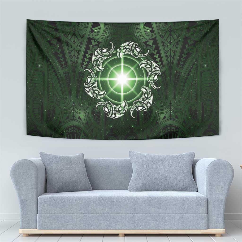 New Zealand Matariki Tupuarangi Tapestry Maori Moko Green Galaxy LT05 - Polynesian Pride