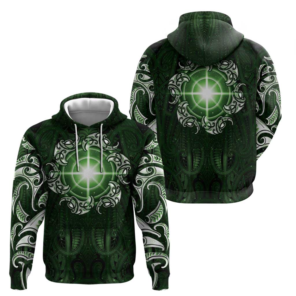 New Zealand Matariki Tupuarangi Zip Hoodie Maori Moko Green Galaxy LT05 - Polynesian Pride