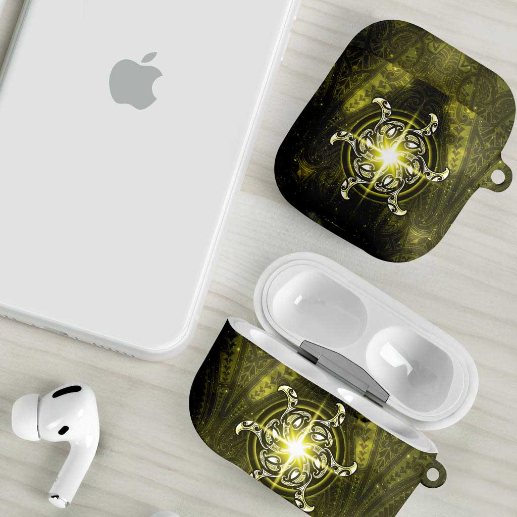 New Zealand Matariki Hiwaiterangi AirPods Case Maori Moko Yellow Galaxy LT05 - Polynesian Pride