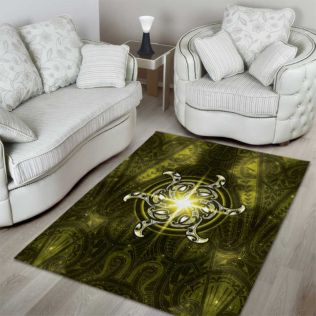 New Zealand Matariki Hiwaiterangi Area Rug Maori Moko Yellow Galaxy LT05 - Polynesian Pride
