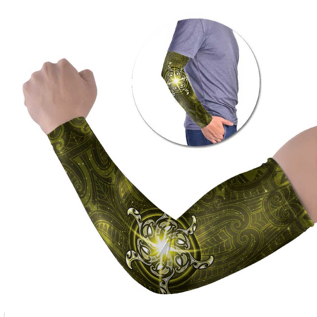 New Zealand Matariki Hiwaiterangi Arm Sleeves Maori Moko Yellow Galaxy LT05 Set of 2 Yellow - Polynesian Pride
