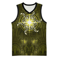 New Zealand Matariki Hiwaiterangi Basketball Jersey Maori Moko Yellow Galaxy