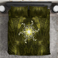 New Zealand Matariki Hiwaiterangi Bedding Set Maori Moko Yellow Galaxy