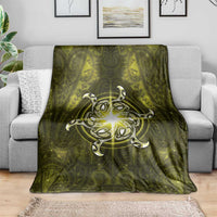 New Zealand Matariki Hiwaiterangi Blanket Maori Moko Yellow Galaxy LT05 - Polynesian Pride