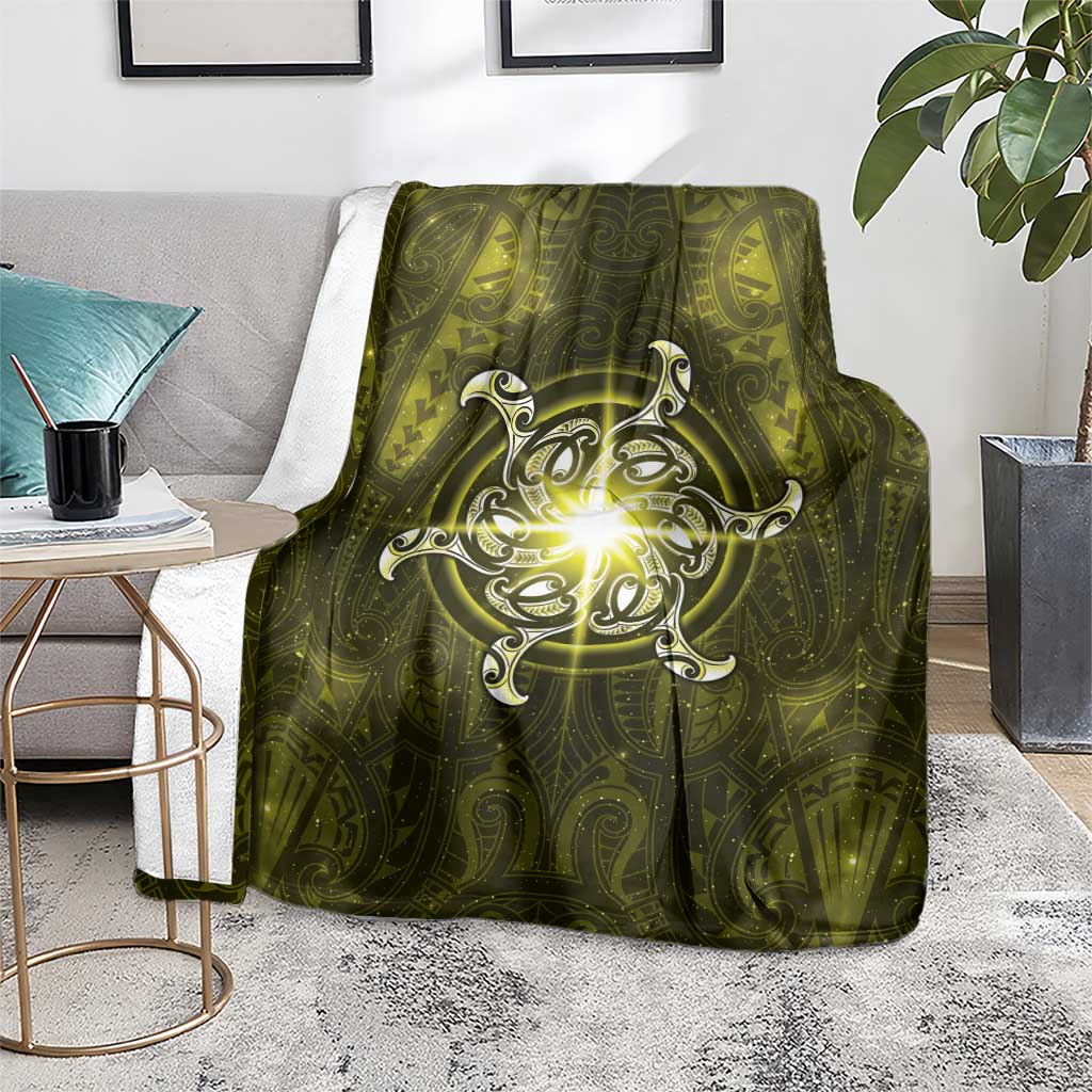 New Zealand Matariki Hiwaiterangi Blanket Maori Moko Yellow Galaxy LT05 - Polynesian Pride