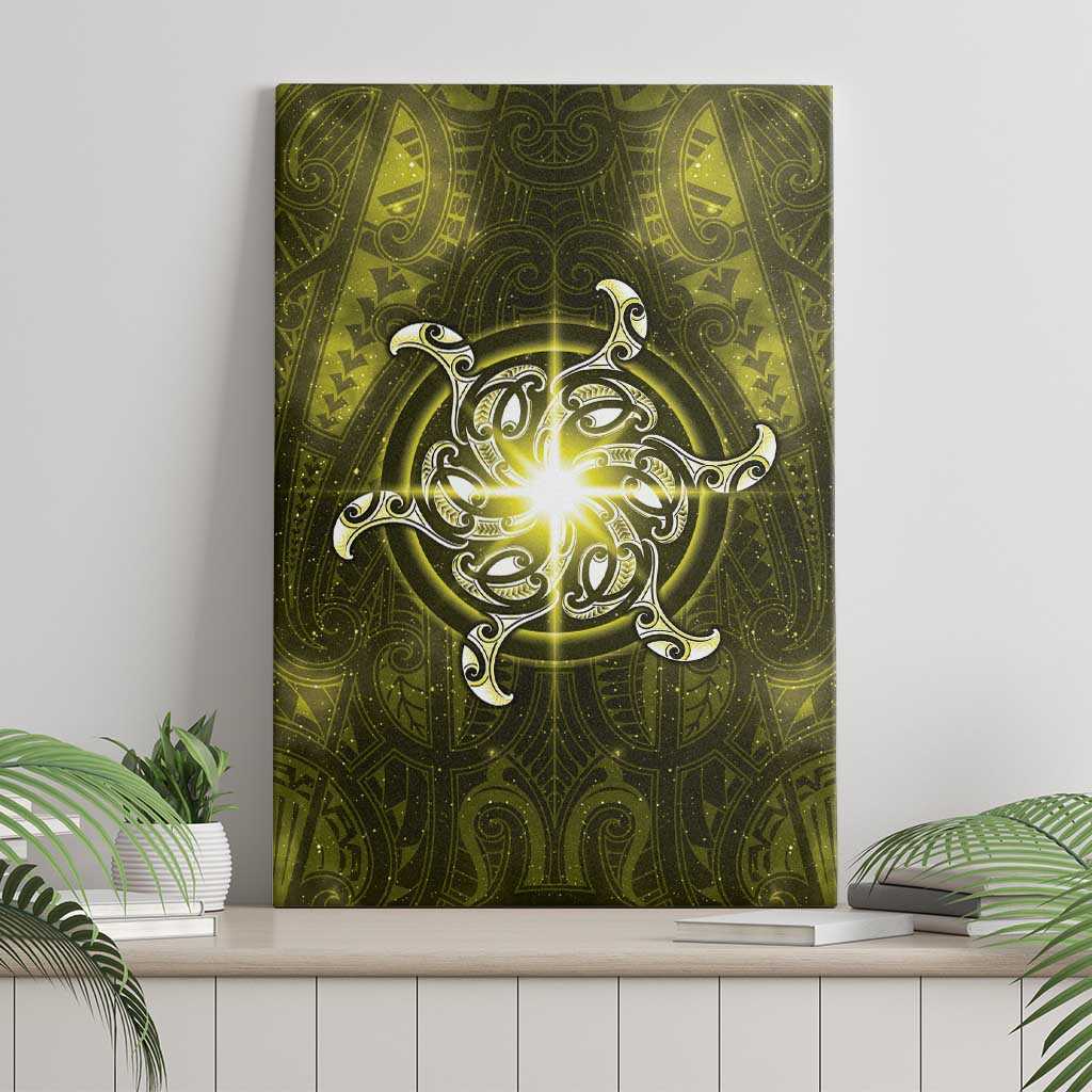 New Zealand Matariki Hiwaiterangi Canvas Wall Art Maori Moko Yellow Galaxy LT05 - Polynesian Pride