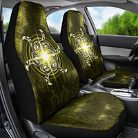 New Zealand Matariki Hiwaiterangi Car Seat Cover Maori Moko Yellow Galaxy