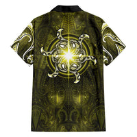 New Zealand Matariki Hiwaiterangi Family Matching Off Shoulder Maxi Dress and Hawaiian Shirt Maori Moko Yellow Galaxy LT05 - Polynesian Pride