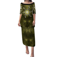 New Zealand Matariki Hiwaiterangi Family Matching Puletasi and Hawaiian Shirt Maori Moko Yellow Galaxy LT05 Mom's Dress Yellow - Polynesian Pride