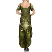 New Zealand Matariki Hiwaiterangi Family Matching Summer Maxi Dress and Hawaiian Shirt Maori Moko Yellow Galaxy LT05 - Polynesian Pride