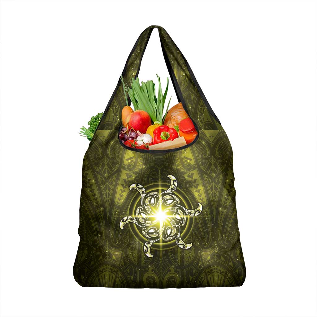 New Zealand Matariki Hiwaiterangi Grocery Bag Maori Moko Yellow Galaxy LT05 1-pack One Size Yellow - Polynesian Pride