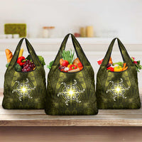 New Zealand Matariki Hiwaiterangi Grocery Bag Maori Moko Yellow Galaxy LT05 3-pack One Size Yellow - Polynesian Pride