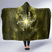 New Zealand Matariki Hiwaiterangi Hooded Blanket Maori Moko Yellow Galaxy LT05 One Size Yellow - Polynesian Pride
