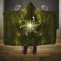 New Zealand Matariki Hiwaiterangi Hooded Blanket Maori Moko Yellow Galaxy LT05 - Polynesian Pride