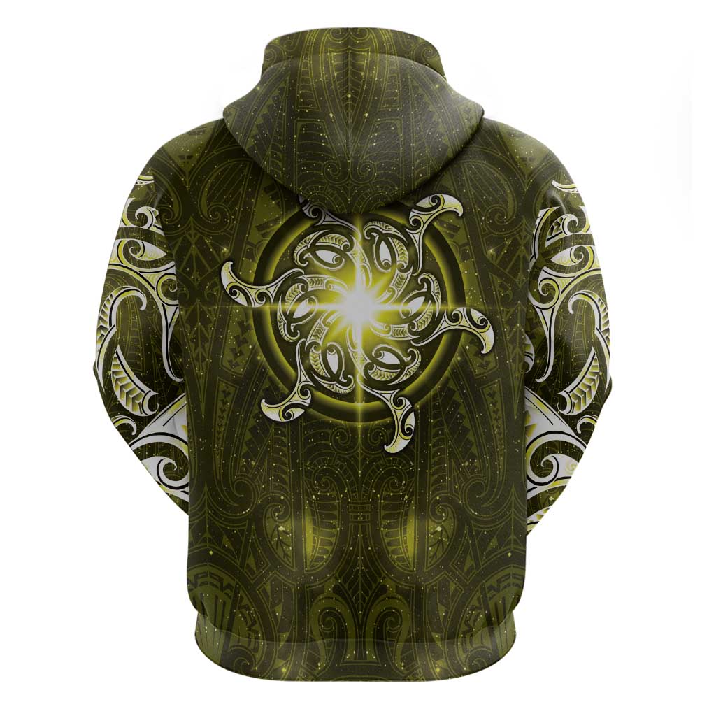 New Zealand Matariki Hiwaiterangi Hoodie Maori Moko Yellow Galaxy LT05 - Polynesian Pride