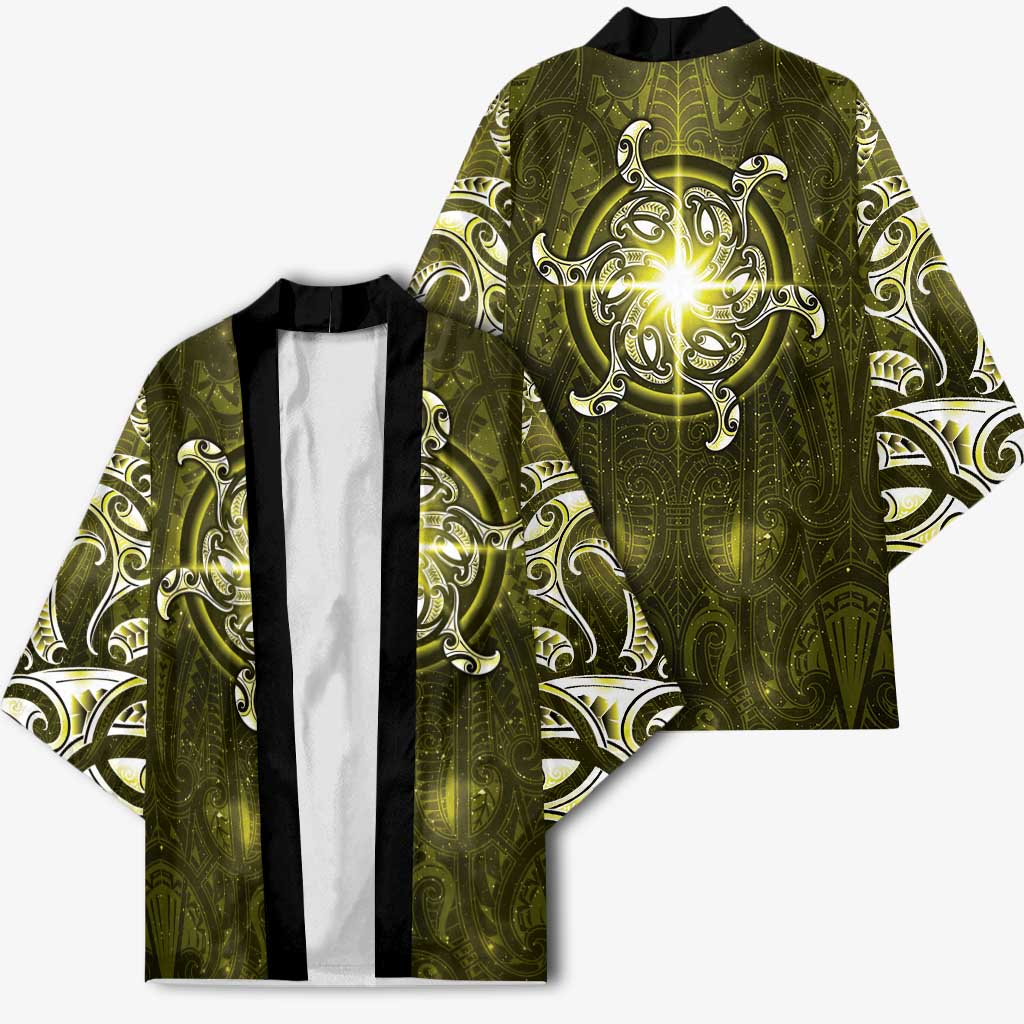 New Zealand Matariki Hiwaiterangi Kimono Maori Moko Yellow Galaxy LT05 - Polynesian Pride
