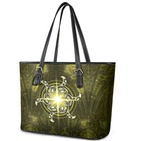 New Zealand Matariki Hiwaiterangi Leather Tote Bag Maori Moko Yellow Galaxy LT05 - Polynesian Pride