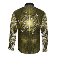 New Zealand Matariki Hiwaiterangi Long Sleeve Button Shirt Maori Moko Yellow Galaxy LT05 - Polynesian Pride