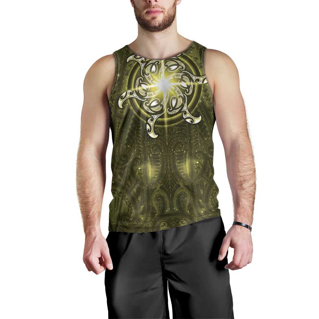 New Zealand Matariki Hiwaiterangi Men Tank Top Maori Moko Yellow Galaxy LT05 - Polynesian Pride