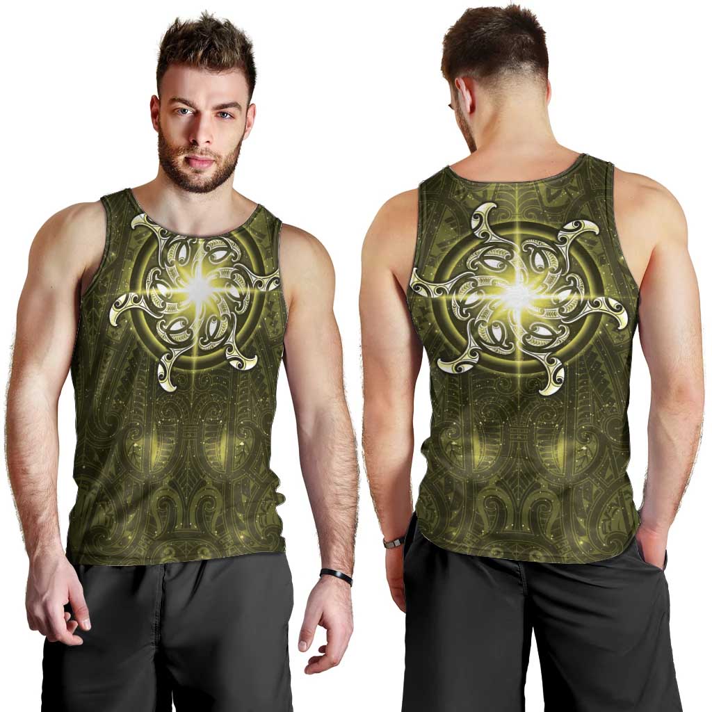 New Zealand Matariki Hiwaiterangi Men Tank Top Maori Moko Yellow Galaxy LT05 - Polynesian Pride