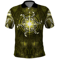 New Zealand Matariki Hiwaiterangi Polo Shirt Maori Moko Yellow Galaxy
