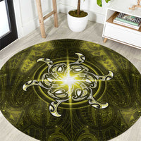 New Zealand Matariki Hiwaiterangi Round Carpet Maori Moko Yellow Galaxy LT05 Yellow - Polynesian Pride