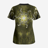 New Zealand Matariki Hiwaiterangi Scrub Top Maori Moko Yellow Galaxy