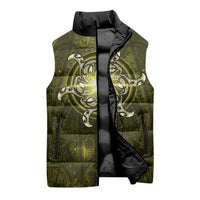New Zealand Matariki Hiwaiterangi Sleeveless Puffer Jacket Maori Moko Yellow Galaxy LT05 - Polynesian Pride