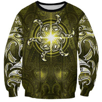 New Zealand Matariki Hiwaiterangi Sweatshirt Maori Moko Yellow Galaxy LT05 Unisex Yellow - Polynesian Pride