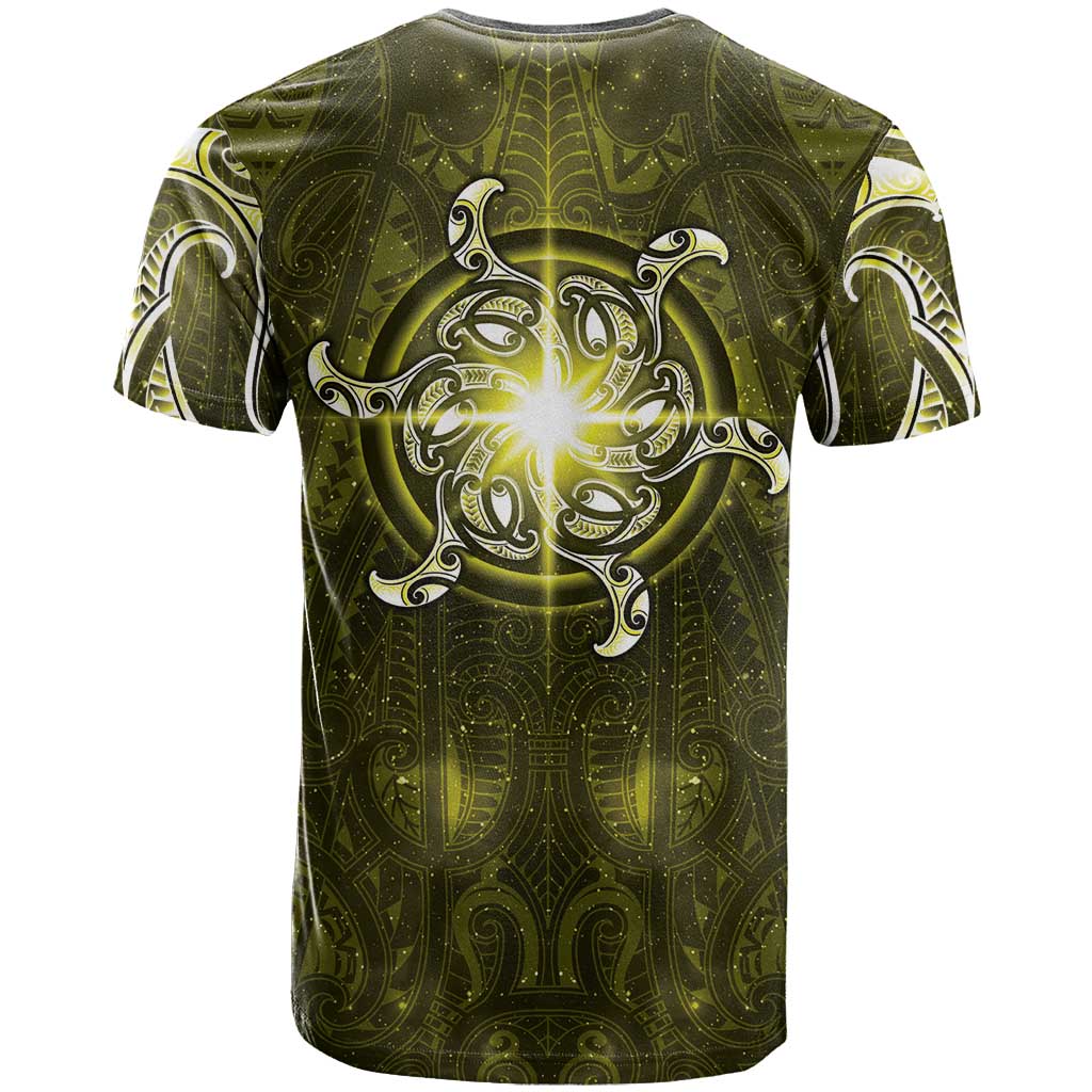 New Zealand Matariki Hiwaiterangi T Shirt Maori Moko Yellow Galaxy LT05 - Polynesian Pride