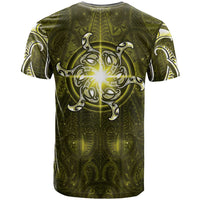 New Zealand Matariki Hiwaiterangi T Shirt Maori Moko Yellow Galaxy LT05 - Polynesian Pride