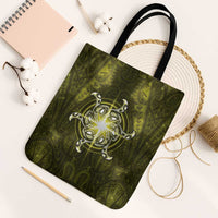 New Zealand Matariki Hiwaiterangi Tote Bag Maori Moko Yellow Galaxy LT05 Black Strap One Size Yellow - Polynesian Pride