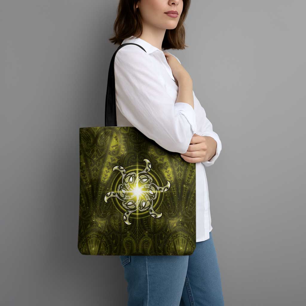 New Zealand Matariki Hiwaiterangi Tote Bag Maori Moko Yellow Galaxy LT05 - Polynesian Pride