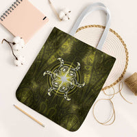 New Zealand Matariki Hiwaiterangi Tote Bag Maori Moko Yellow Galaxy LT05 White Strap One Size Yellow - Polynesian Pride