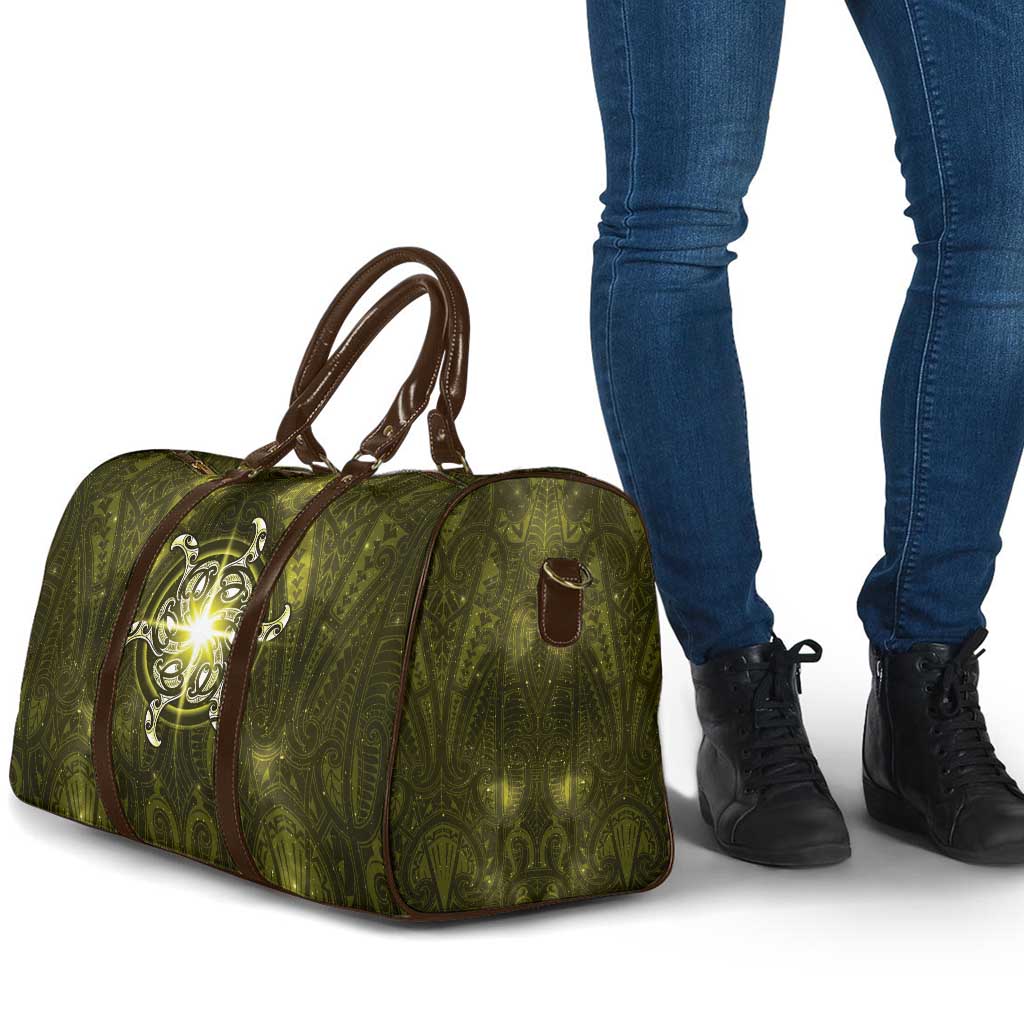 New Zealand Matariki Hiwaiterangi Travel Bag Maori Moko Yellow Galaxy