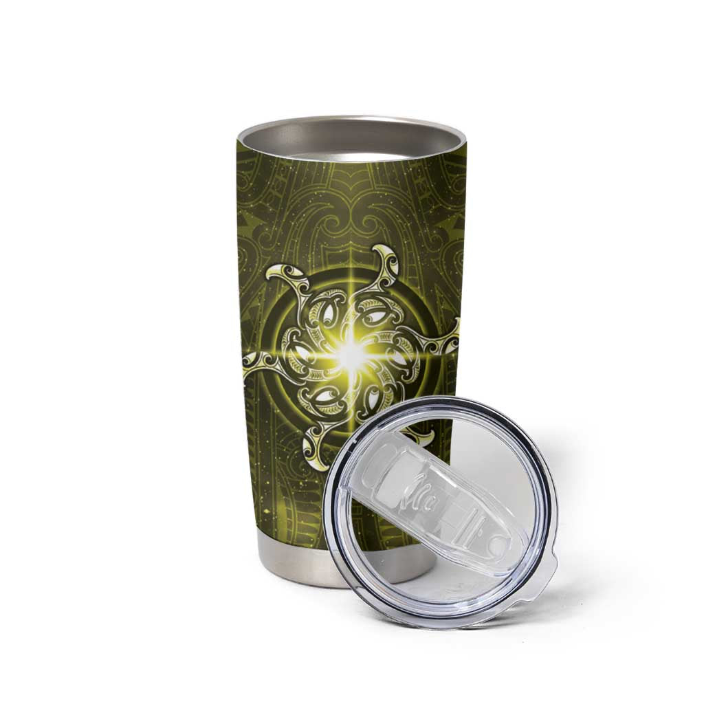 New Zealand Matariki Hiwaiterangi Tumbler Cup Maori Moko Yellow Galaxy