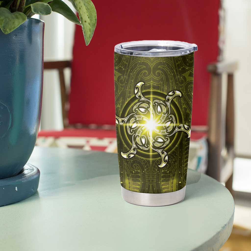New Zealand Matariki Hiwaiterangi Tumbler Cup Maori Moko Yellow Galaxy