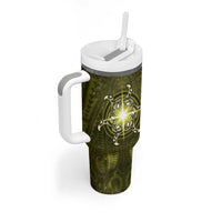 New Zealand Matariki Hiwaiterangi Tumbler With Handle Maori Moko Yellow Galaxy LT05 - Polynesian Pride
