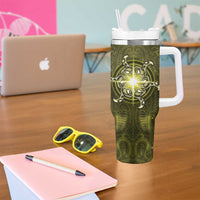 New Zealand Matariki Hiwaiterangi Tumbler With Handle Maori Moko Yellow Galaxy LT05 - Polynesian Pride