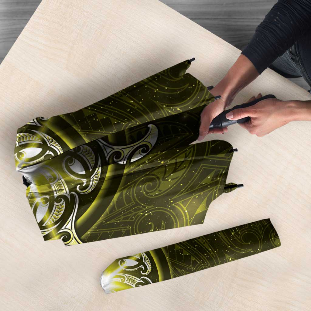 New Zealand Matariki Hiwaiterangi Umbrella Maori Moko Yellow Galaxy LT05 - Polynesian Pride