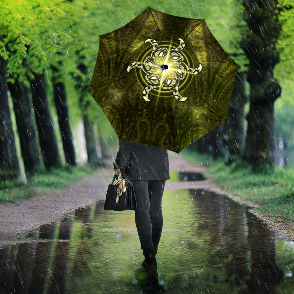 New Zealand Matariki Hiwaiterangi Umbrella Maori Moko Yellow Galaxy LT05 - Polynesian Pride