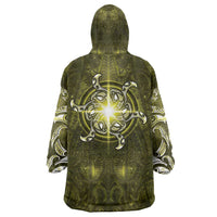 New Zealand Matariki Hiwaiterangi Wearable Blanket Hoodie Maori Moko Yellow Galaxy LT05 - Polynesian Pride