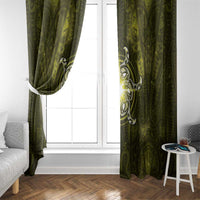 New Zealand Matariki Hiwaiterangi Window Curtain Maori Moko Yellow Galaxy LT05 - Polynesian Pride