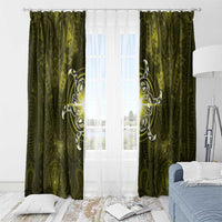 New Zealand Matariki Hiwaiterangi Window Curtain Maori Moko Yellow Galaxy LT05 - Polynesian Pride