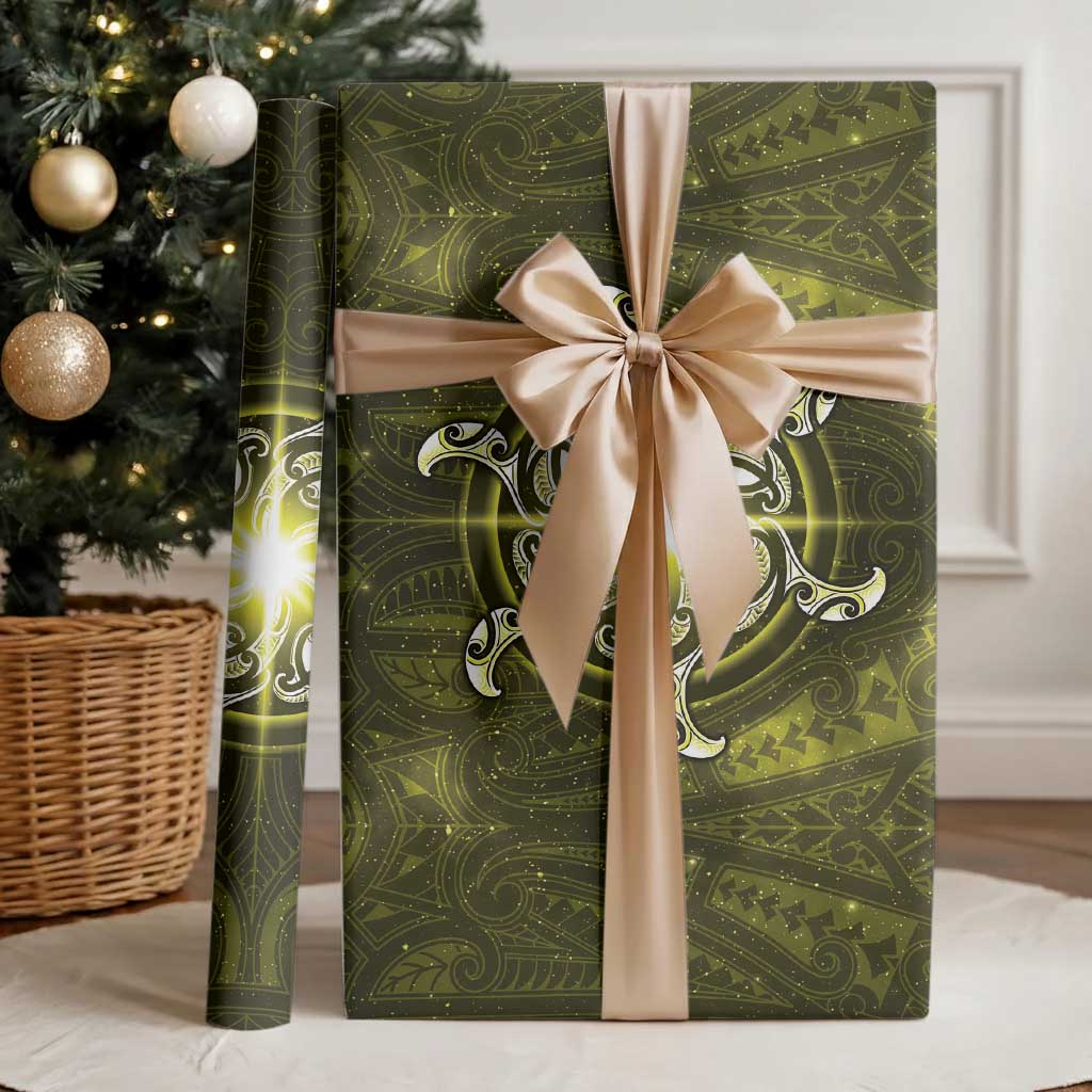New Zealand Matariki Hiwaiterangi Wrapping Paper Maori Moko Yellow Galaxy LT05 - Polynesian Pride