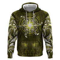 New Zealand Matariki Hiwaiterangi Zip Hoodie Maori Moko Yellow Galaxy