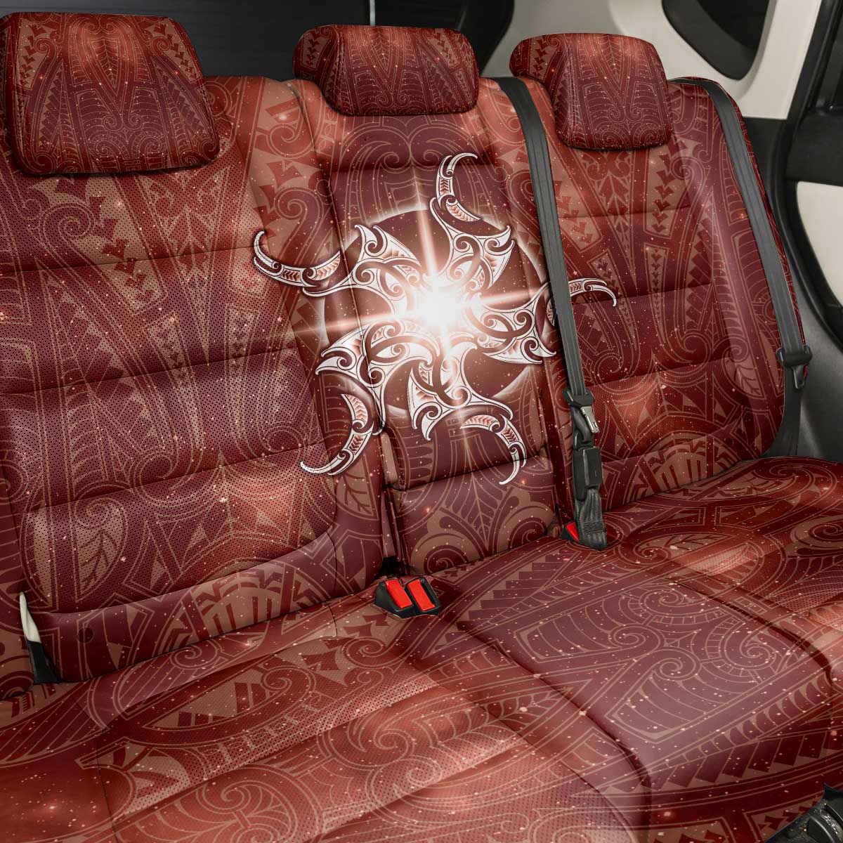 New Zealand Matariki Pohutukawa Back Car Seat Cover Maori Moko Red Galaxy LT05 - Polynesian Pride