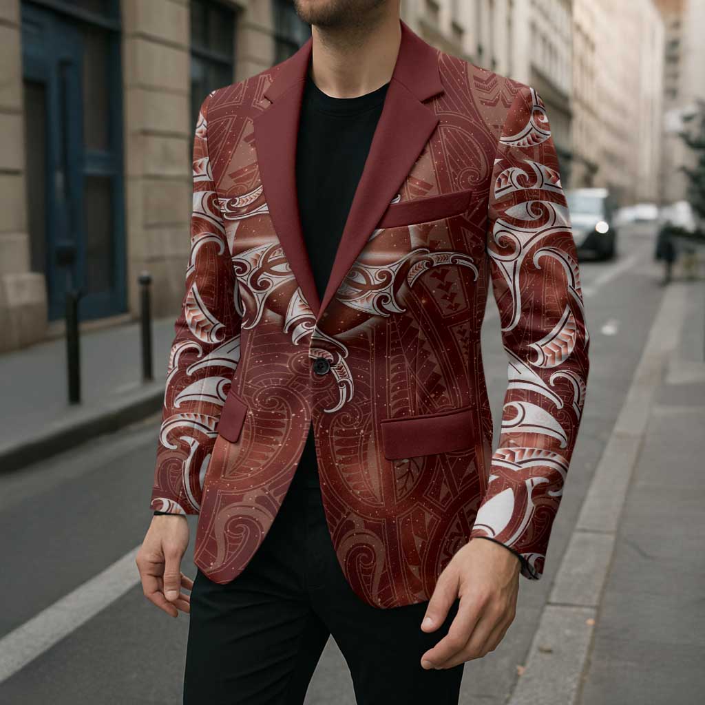 New Zealand Matariki Pohutukawa Blazer Maori Moko Red Galaxy