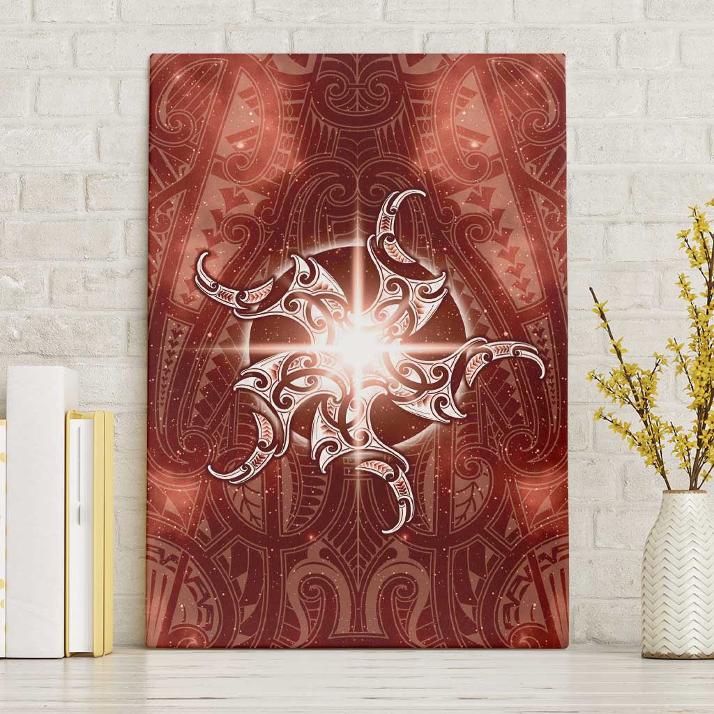 New Zealand Matariki Pohutukawa Canvas Wall Art Maori Moko Red Galaxy LT05 Without Frame Red - Polynesian Pride