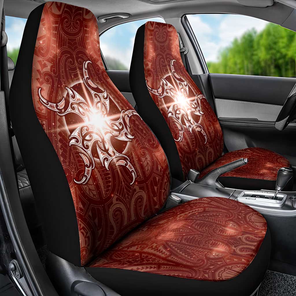 New Zealand Matariki Pohutukawa Car Seat Cover Maori Moko Red Galaxy LT05 - Polynesian Pride